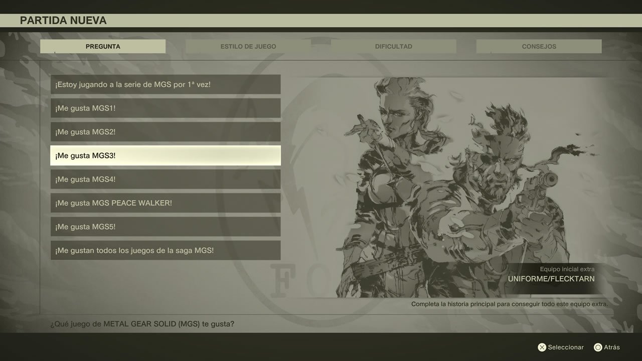 <strong>La tradicional pantalla de inicio con sutiles particularidades según tu elección</strong>