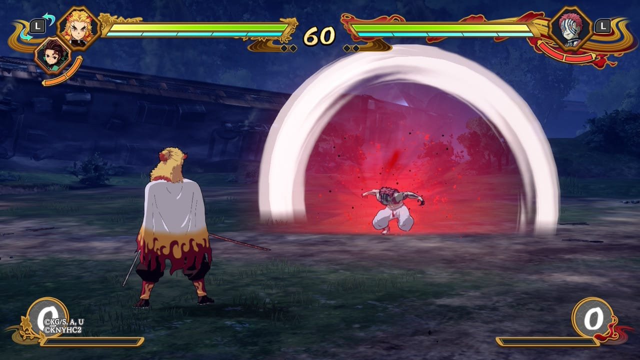 Rengoku a punto de recibir un ataque de Akaza